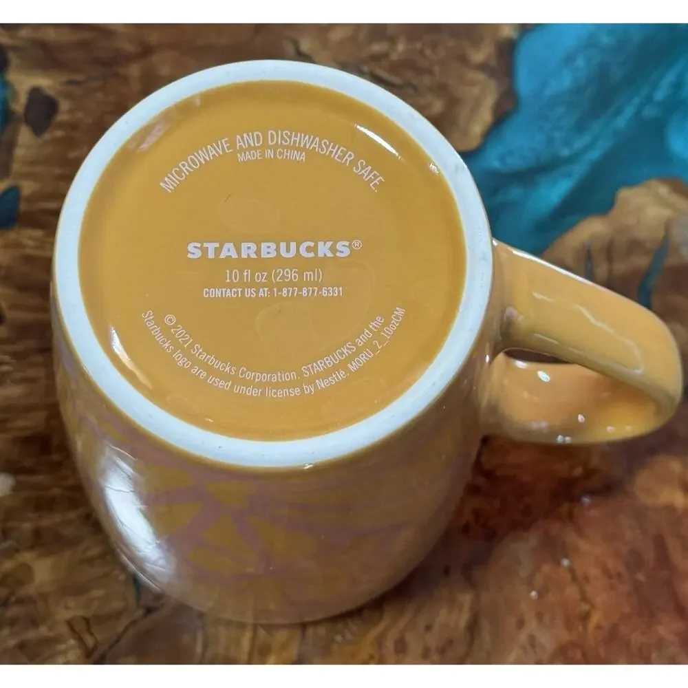 STARBUCKS Genuine Coffee Cup Mug 2021 Retro Geometric Design Orange & Pink 15 oz